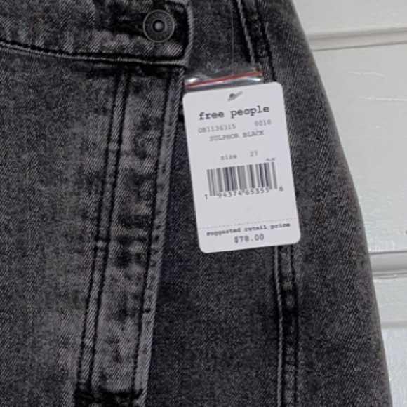 NWT Free People Black Denim/Jean Mini Skirt - Picture 3 of 5